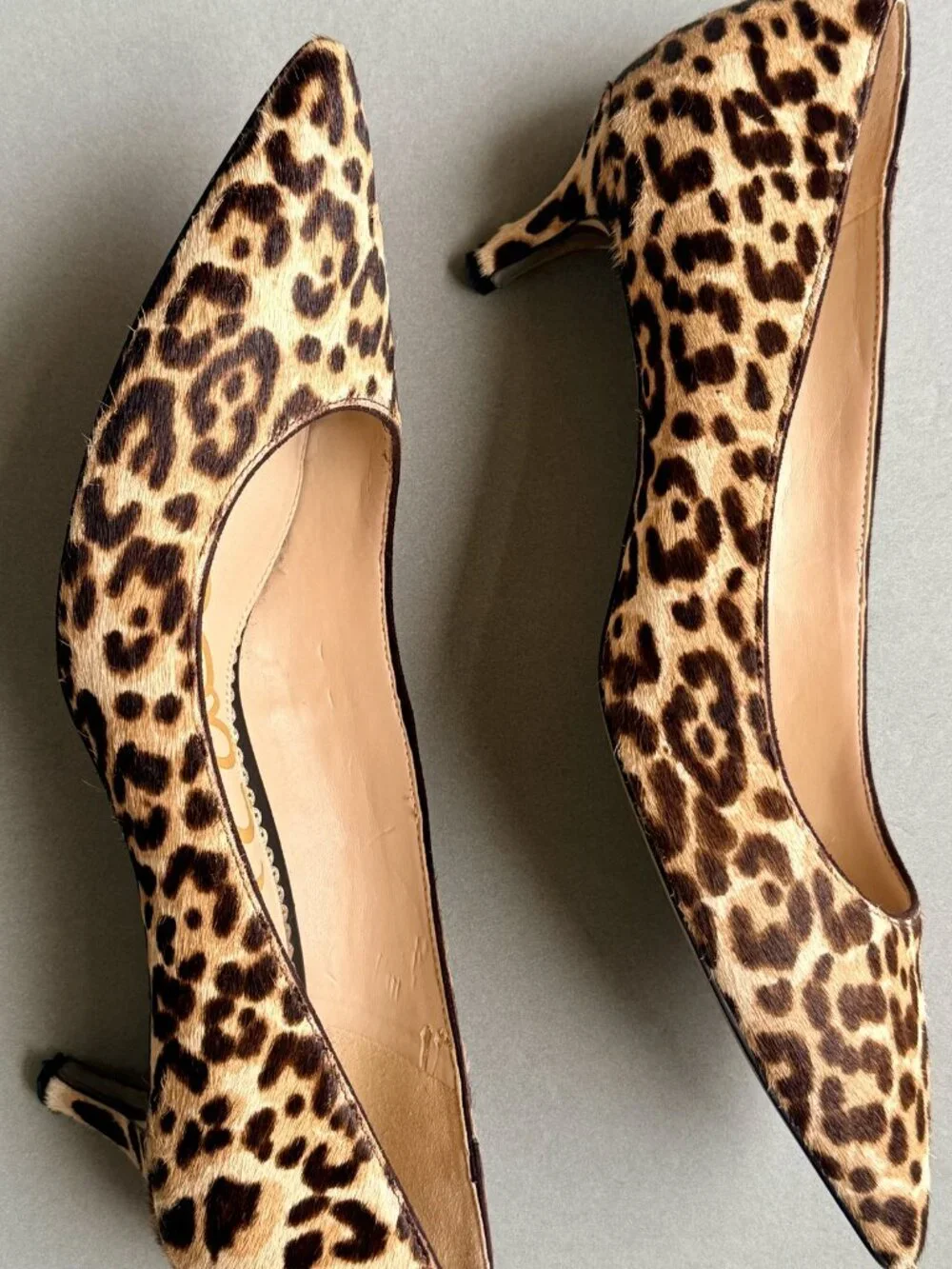 Sam Edelman Dori Leopard Calf Hair Pointed Toe Kitten Heel Pumps Size 9.5